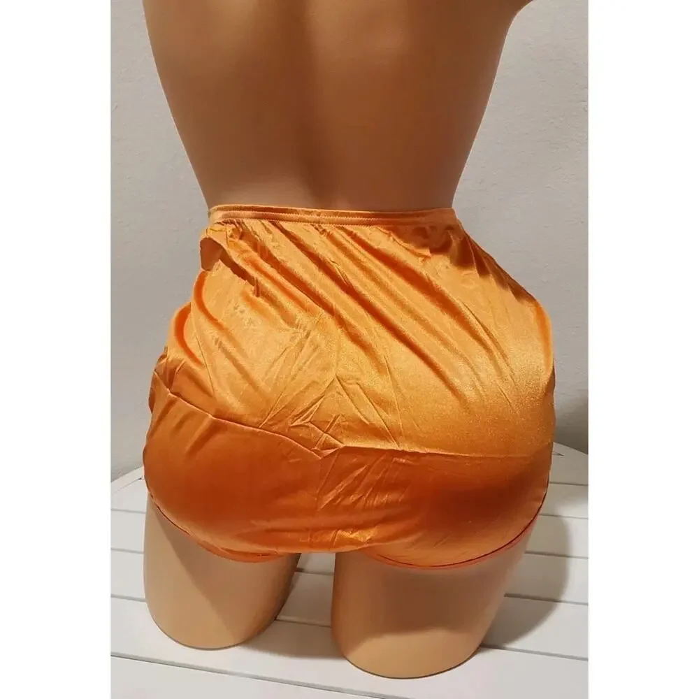 Vanity Fair Lace Nouveau Nylon Full Cut Panty Lace Shiny Amber Orange